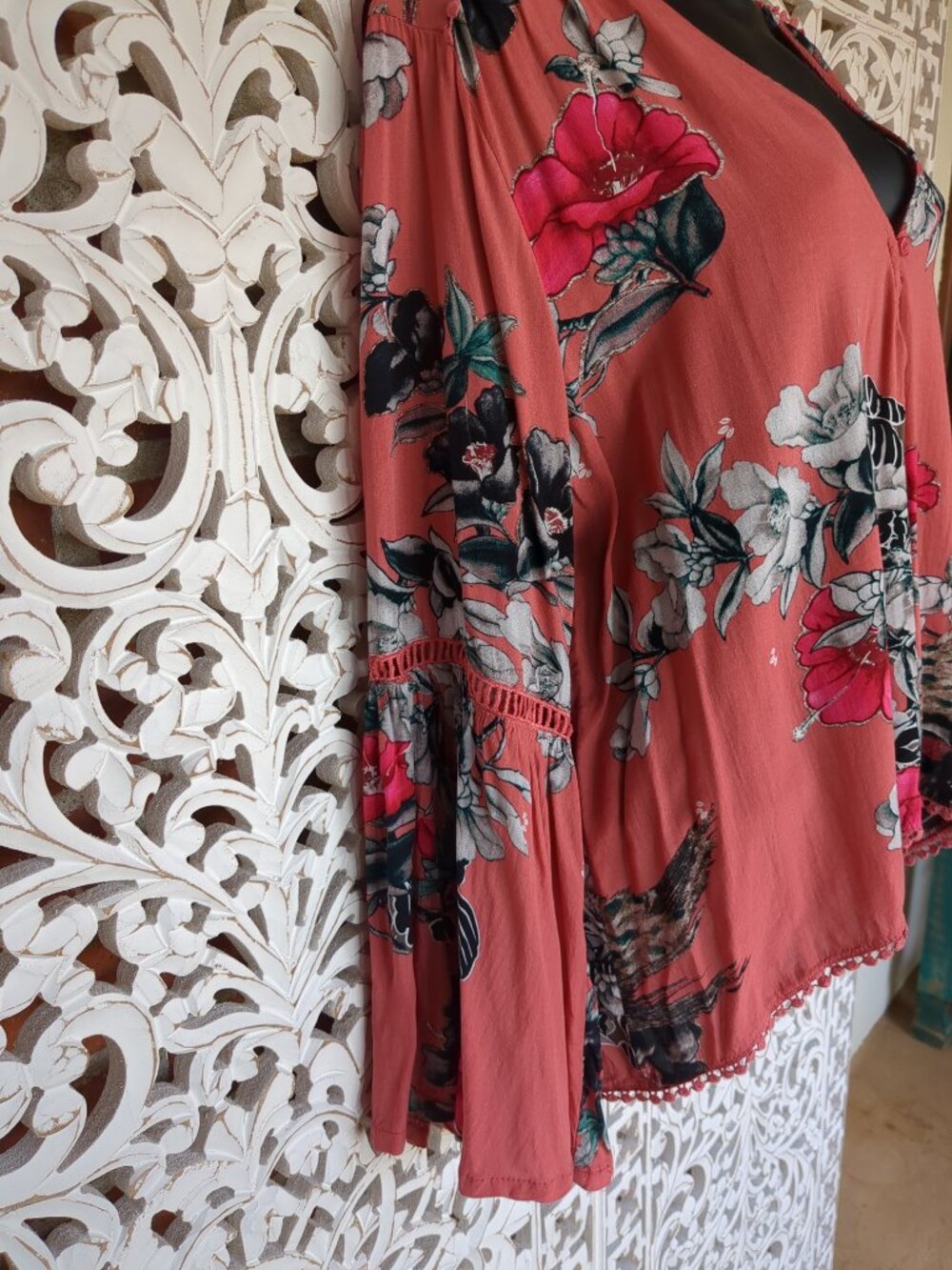 Long Sleeve Flowt Floral Boho Tunic - Picture 5 of 16